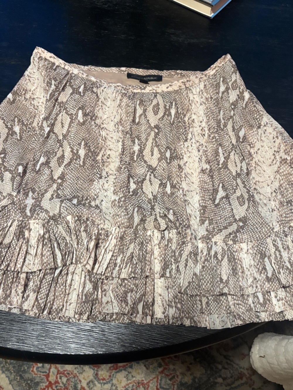 Banana Republic Beige Snake Print Ruffle Skirt